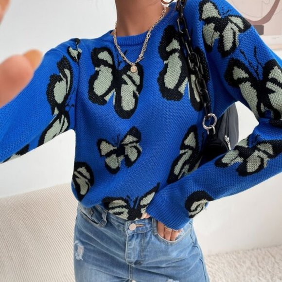 COPY - FLY AWAY Butterfly Print Long Sleeved Sweater top - Picture 3 of 7